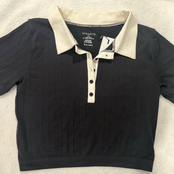 Dynamite Black Shirt with White Collar - Picture 2 of 15